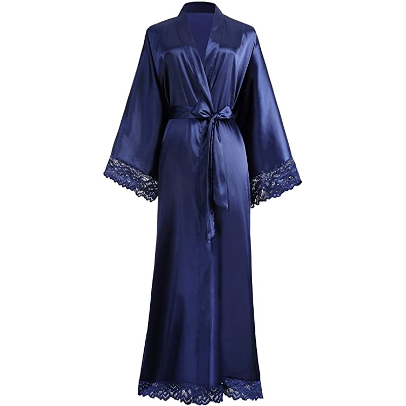 2019 New Silk Satin Lace Robes Bridesmaid Bride Robes Wedding Long Robe Bathrobe Womens Robe Linger 4