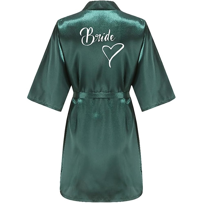 Fashion Women Silk Satin Short Night Robe Sexy Kimono Bathrobe Wedding Bridesmaid Bathrobe Satin Ba 2