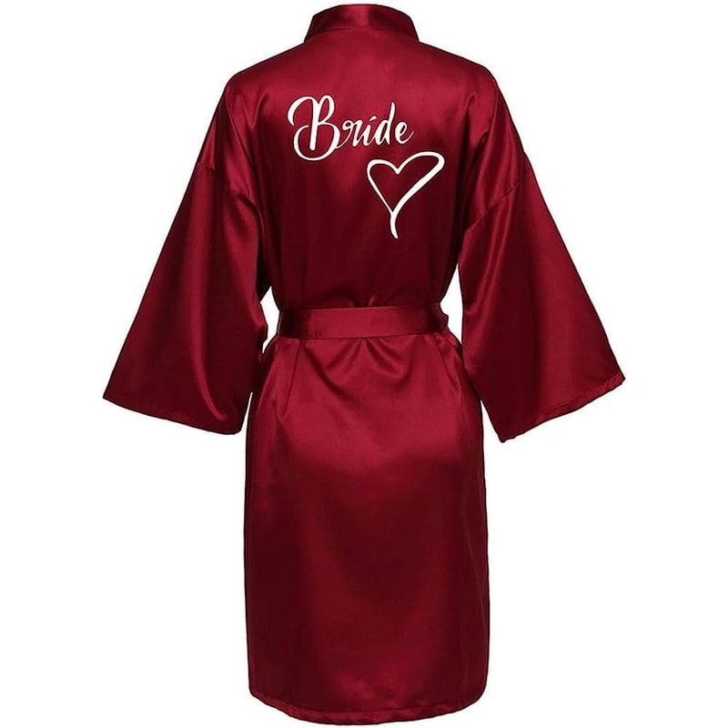 Fashion Women Silk Satin Short Night Robe Sexy Kimono Bathrobe Wedding Bridesmaid Bathrobe Satin Ba 3