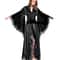 Black Silk Satin Women Robes Sleepwear Kimono Pajamas Lace Trim Wedding Dress Long Pure Silk Bride 1