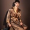 High Quality Nightrobes Men Ice Silk Printed Pajamas Onepiece Robe Summer Thin Bathrobe Large Size 0