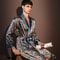 High Quality Nightrobes Men Ice Silk Printed Pajamas Onepiece Robe Summer Thin Bathrobe Large Size 3