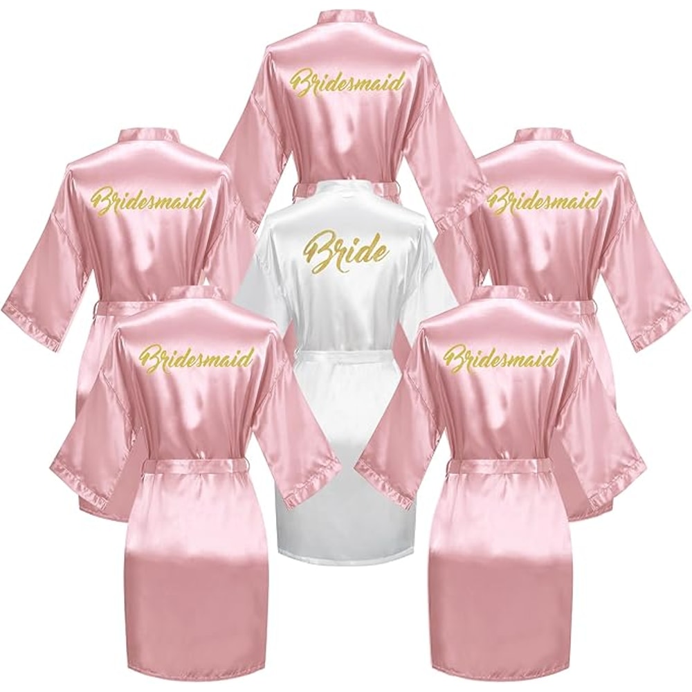 Bride And Bridesmaid Silky Robe Set Bridal Shower Bathrobe Set Getting Ready Dressing Gown Wedding 4