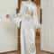 Elegant Ice Silk Long Bathrobe Luxury Bride Wedding Robe With Feather Sexy Yukata Gown Loose Pajama 1