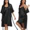 Sexy Silky Womens Silk Satin Pajamas PJ Robe Set With Chemise Nightgown Elegant Sleepwear 0