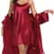Sexy Silky Womens Silk Satin Pajamas PJ Robe Set With Chemise Nightgown Elegant Sleepwear 2