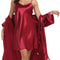 Sexy Silky Womens Silk Satin Pajamas PJ Robe Set With Chemise Nightgown Elegant Sleepwear 2