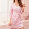 Women Nightdress Underwear Satin Silk Sleepwear Robes Striped Sexy Lingerie Pajamas LongSleeve Casu 2