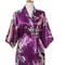 Silk Satin Lace Up Kimono Yukata Peacock Print Short Sleepwear Nightgown Robe Costume For Women 1