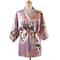 Silk Satin Lace Up Kimono Yukata Peacock Print Short Sleepwear Nightgown Robe Costume For Women 4