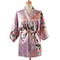 Silk Satin Lace Up Kimono Yukata Peacock Print Short Sleepwear Nightgown Robe Costume For Women 4