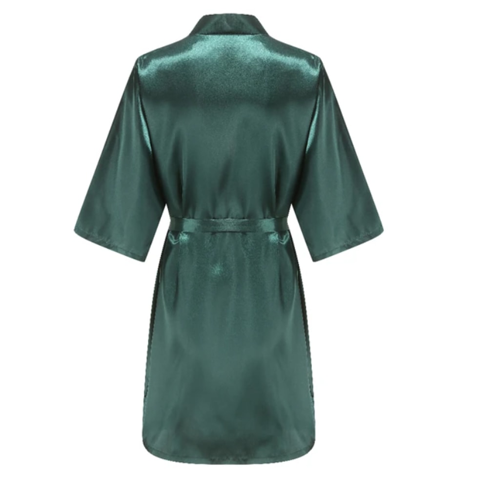 Team Bride Wedding Party Robe Black Letters Kimono Satin Pajamas Bridesmaid Bathrobe 1