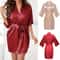 Sexy Women Silk Satin Short Night Robe Solid Kimono Fashion Bathrobe Wedding Bridesmaid Peignoir Fe 3