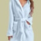1 Piece Of Womens Solid Color Hooded Robe With Belt Cozy And Warm Fleece Pajamas For Home Wear In A 5