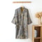 Mens Blue Green Printed Cotton Robe Kimono Style Bathrobe For Spring Summer Autumn Long Cotton Kimo 6