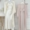 Sexy Lace Trim Sleepwear New Female Long Robe Nightgown Set Suspender Nightdress Spring Summer Sati 1