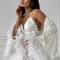 Elegant Wedding Bride Robe Sexy Rayon Morning Gown Feather Kimono Bathrobe Sleepwear For Brides 0