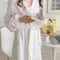 New Womens LongSleeved Robe Spring And Summer Solid Color Pajamas Girls Sweet Ins Wind Ruffled Thin 0