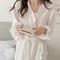 New Womens LongSleeved Robe Spring And Summer Solid Color Pajamas Girls Sweet Ins Wind Ruffled Thin 2