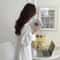 New Womens LongSleeved Robe Spring And Summer Solid Color Pajamas Girls Sweet Ins Wind Ruffled Thin 3