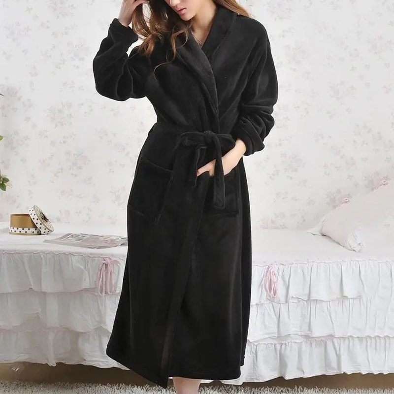 Winter Warm Flannel Gown Coral Fleece Long Robe Intimate Lingerie Cozy Casual Nightdress For Homewe 7