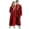 Winter Lovers Solid Flannel Bathrobe Set Thicken Long Robe For Couples Gown Nightwear With Pocket I 3