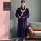 Winter Lovers Solid Flannel Bathrobe Set Thicken Long Robe For Couples Gown Nightwear With Pocket I 5