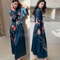 Sexy Rayon Black Print Flower Long Robe Summer Half Sleeve Bathrobe Gown Comfortable Nightgown For 4