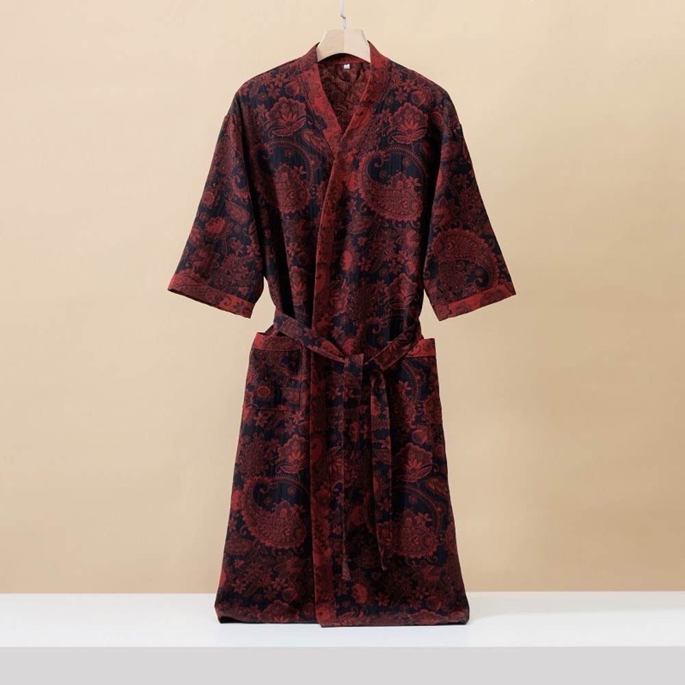 Lightweight Cotton Fashionable Printed Half Sleeve Bathrobe Quick Drying For Spring And Summer Abso 2