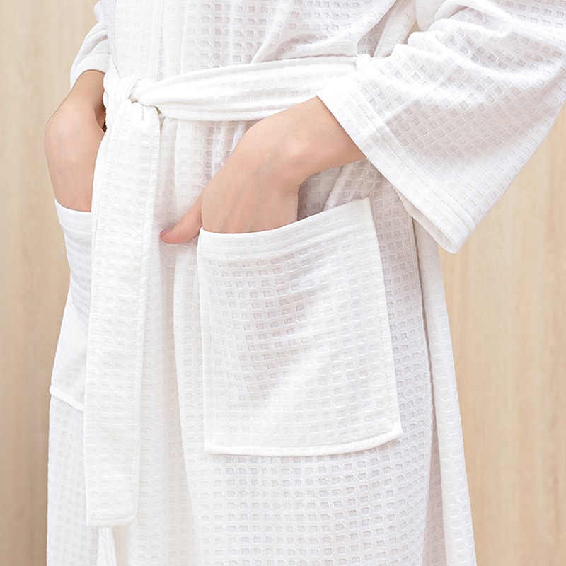 Women Men Bath Robe Waffle Male Female Bathrobe Shower Sleepwear Nightgowns Long Pajamas For Woman 2