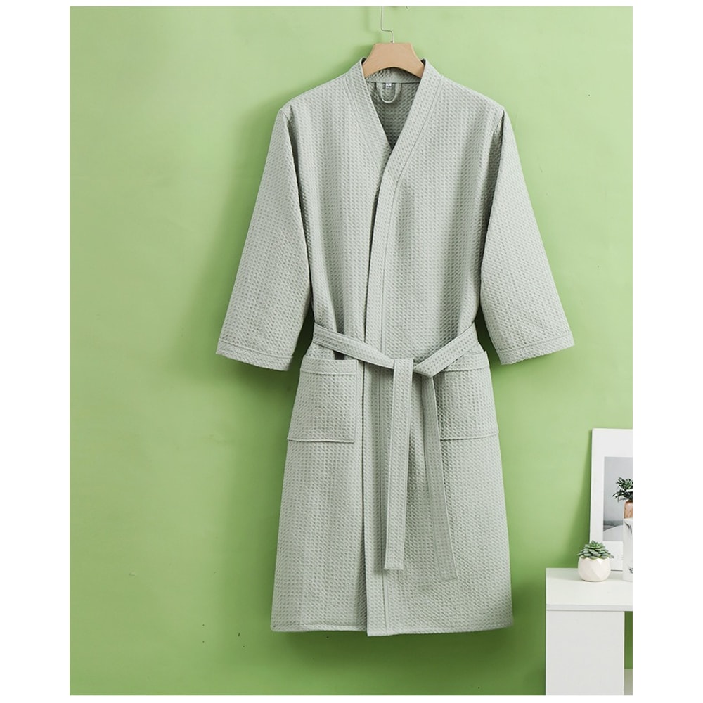 Quick Drying Bathrobe For Women And Men Cotton Waffle Hotel Bath Robe Thin AllSeason Design For Bea 6
