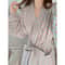 Sexy Plaid Bathrobe for Women, Long Sleeve V-neck, Lace-Up Nightgown with Trousers
