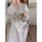 Sexy Plaid Bathrobe for Women, Long Sleeve V-neck, Lace-Up Nightgown with Trousers