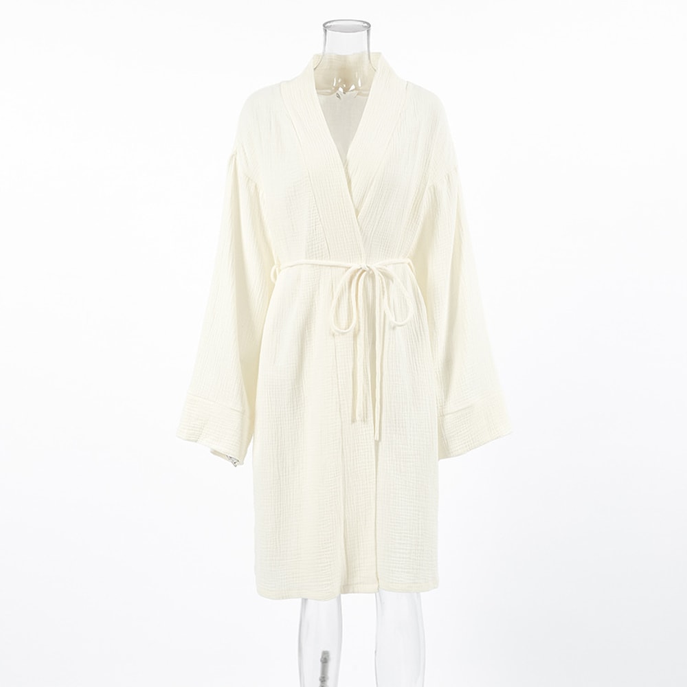 Cotton Womens Nightgown Gown Robe Spring Summer Long Sleeve Cardigan Gown Morning Pajamas For Home 6