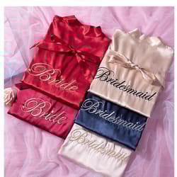 wedding robe for bride and bridesmaid, embroidery satin gown, sexy short nightgown, casual women sleepwear