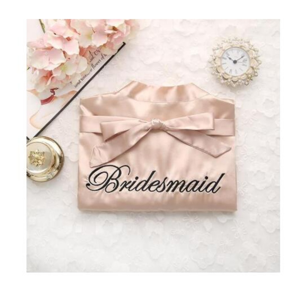 Wedding Robe For Bride And Bridesmaid Embroidery Satin Gown Sexy Short Nightgown Casual Women Sleep