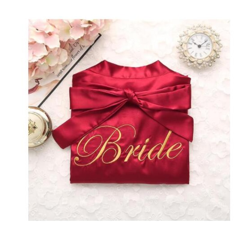 Wedding Robe For Bride And Bridesmaid Embroidery Satin Gown Sexy Short Nightgown Casual Women Sleep