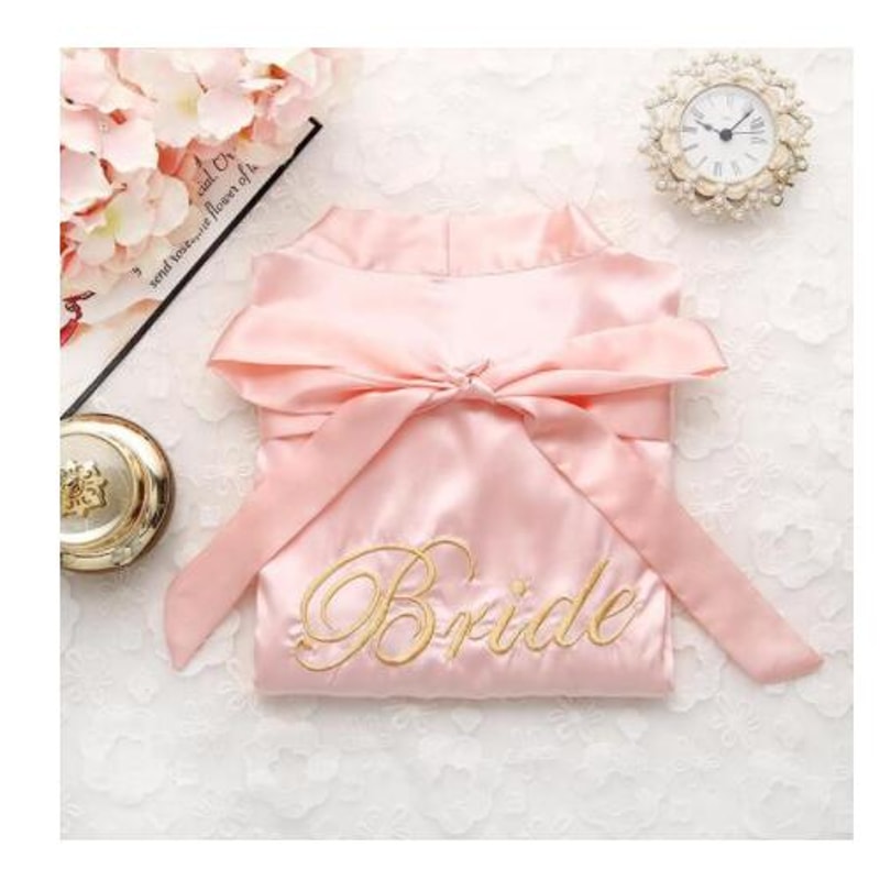 Wedding Robe For Bride And Bridesmaid Embroidery Satin Gown Sexy Short Nightgown Casual Women Sleep