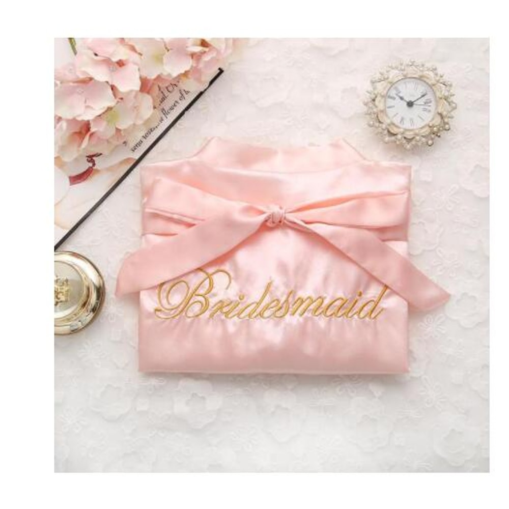 Wedding Robe For Bride And Bridesmaid Embroidery Satin Gown Sexy Short Nightgown Casual Women Sleep