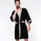 Black Cotton Waffle Men Bathrobe Gown Sleepwear Loose Casual Nightwear Sauna Spring Summer Home Wea 1