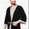 Black Cotton Waffle Men Bathrobe Gown Sleepwear Loose Casual Nightwear Sauna Spring Summer Home Wea 2