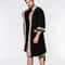 Black Cotton Waffle Men Bathrobe Gown Sleepwear Loose Casual Nightwear Sauna Spring Summer Home Wea 3