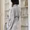 Womens Sexy Dressing Gown Flare Sleeve Black Bathrobe Loose Robes VNeck Womens Nightwear With Sashe 1
