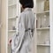 Womens Sexy Dressing Gown Flare Sleeve Black Bathrobe Loose Robes VNeck Womens Nightwear With Sashe 1