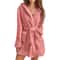Fluffy Plush Pyjamas Sexy Winter Women Bath Robe Hooded Dressing Gown Solid Color Warm Bathrobe Fem 6