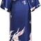 Soft Satin Nightgown Sleepwear Print Crane Lady Bathrobe Gown Women Wedding Robe Loose Vneck Long N 4