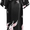 Soft Satin Nightgown Sleepwear Print Crane Lady Bathrobe Gown Women Wedding Robe Loose Vneck Long N 5