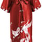 Soft Satin Nightgown Sleepwear Print Crane Lady Bathrobe Gown Women Wedding Robe Loose Vneck Long N 2