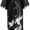 Soft Satin Nightgown Sleepwear Print Crane Lady Bathrobe Gown Women Wedding Robe Loose Vneck Long N 3