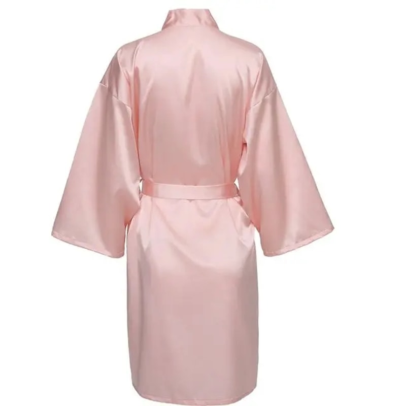 Satin Pajamas Bridesmaid Bathrobe Wedding Party Team Bride Robe Without Letters Plain Satin Pajamas 4